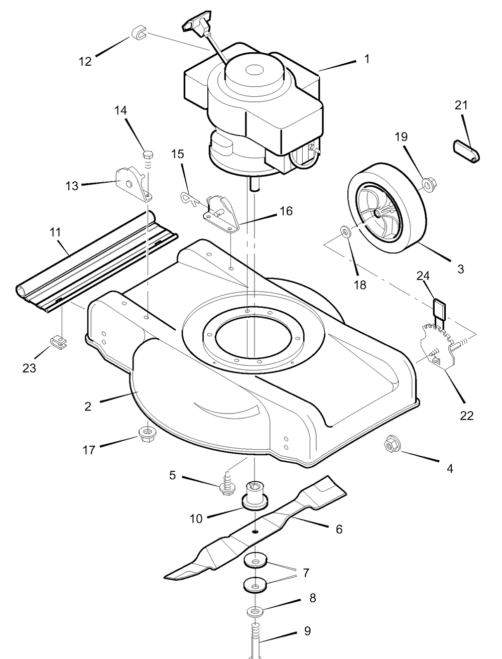 Mower Housing Assembly Diagram and Parts List for 20805X50A 1997 Briggs and Stratton Lawn Mower